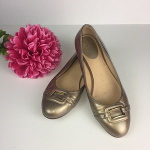 Cole Haan Metallic Gold Loafers with Buckle